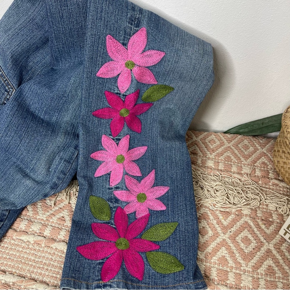 Vintage Lilly Pulitzer Y2K Funky Floral Embroidered Straight Jeans Size 6 - Picture 14 of 16